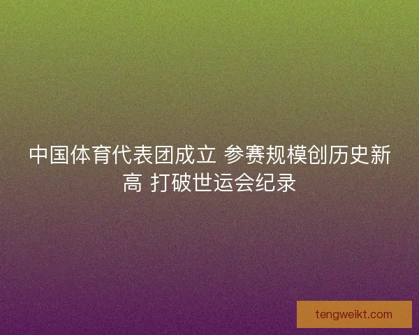 中国体育代表团成立 参赛规模创历史新高 打破世运会纪录